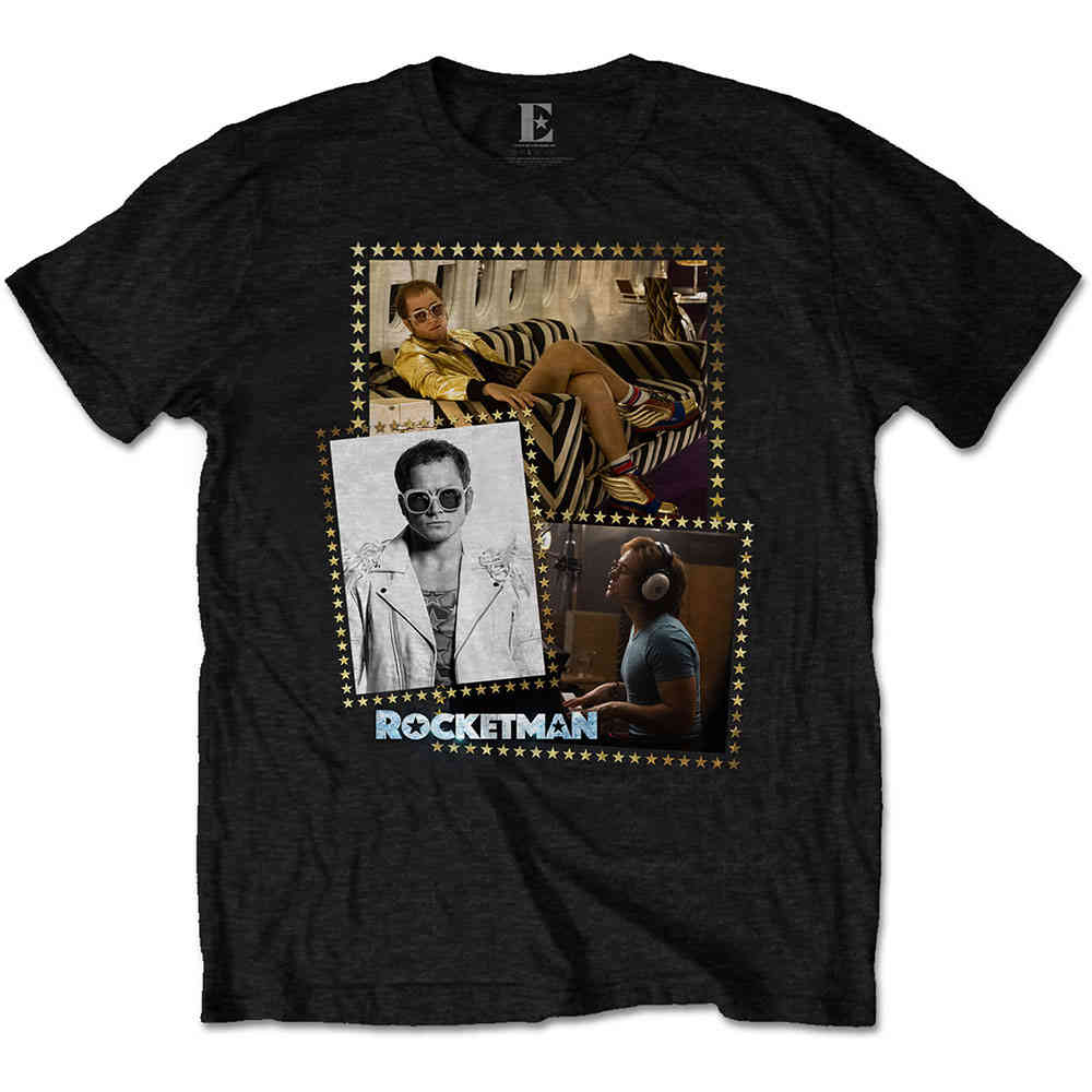 Elton John - Rocketman Montage Heren Tshirt - Zwart